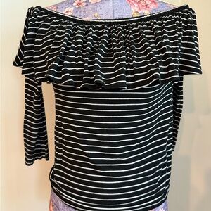 American Eagle Outfitters Black and White Striped Top